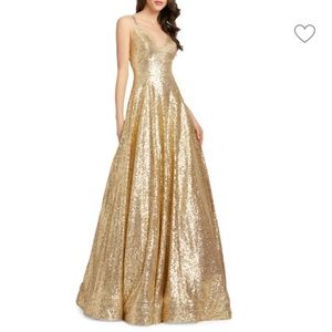 Mac duggal gold sequin ball gown